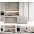 Modern Minimalist Kitchen With Light Gray Cabinets And Stone Countertop 3d model