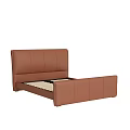 Brown Leather Double Bed with High Headboard and Modern Frame Design 3d model