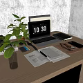 Modern Laptop On Wooden Desk With Green Plant Camera Notebook Pen And Smartphone 1030