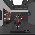 Jialing Motorcycle Store With Red Exterior Modern Glass Doors And Motorcycles Parked Outside