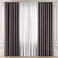 White Sheer and Dark Brown Thick Layered Curtains for Living Room Window Decor