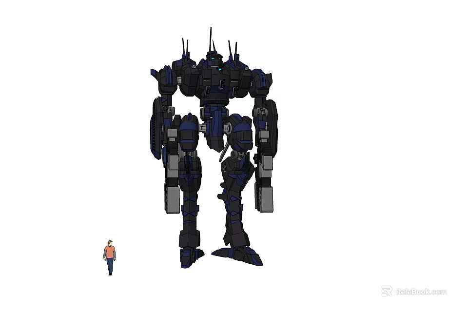 Giant Intelligent Robot Humanoid Mech Design With Human Figure For Size Comparison 3d model 