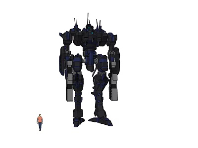 Giant Intelligent Robot Humanoid Mech Design With Human Figure For Size Comparison 3d model