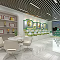 Comprehensive Service Hall Interior With Modern Service Counter And Glass Partitions
