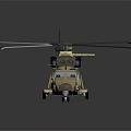 Detailed Military Camouflage Helicopter With Rotor Blades And Fuselage Structure