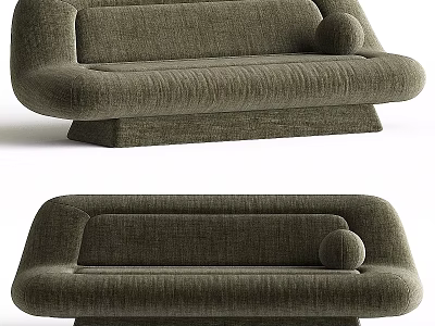 Olive Green Modern Upholstered Sectional Sofa With Curved Design And Comfortable Cushions 3d model