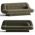 Olive Green Modern Upholstered Sectional Sofa With Curved Design And Comfortable Cushions