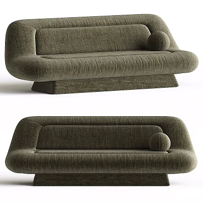 Olive Green Modern Upholstered Sectional Sofa With Curved Design And Comfortable Cushions 3d model
