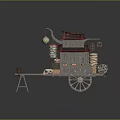 Traditional Chinese Wooden Handcart With Electronic LED Lantern And Small Electrical Appliances