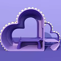 Heart Shaped Purple Photo Spot With White Dots Bench And Slide