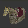 Handwoven Fabric Apparel With Leather Saddle Detail And Horse Shaped Design