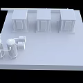 Industrial Equipment With Blue Main Units Green Cylindrical Components Piped Connections On White Platform