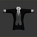 Stylish Men's Formal Wear With Black Suit Jacket White Shirt And Striped Tie