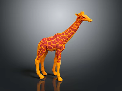 Yellow and Red Spotted Giraffe Doll with Long Neck for Children Playtime 3d model