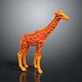 Yellow and Red Spotted Giraffe Doll with Long Neck for Children Playtime