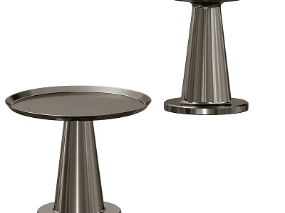 Modern Metal Side Table With Round Top And Tapered Cone Base Design 3d model