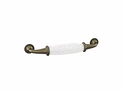 Antique Brass Cabinet Handle With White Crackled Texture And Bronze Accents For Furniture Doors 3d model