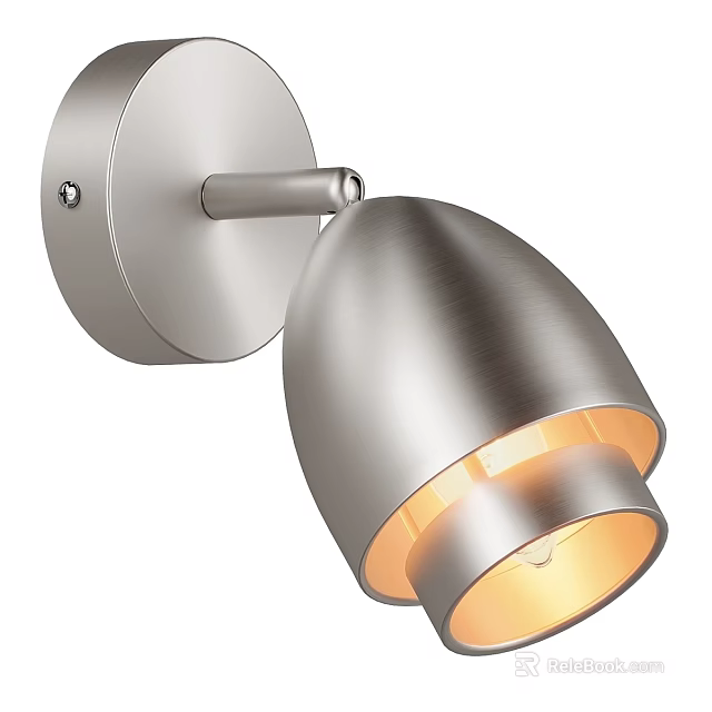 Modern Brushed Silver Egg Shaped Wall Sconce With Round Base And Warm Light 3d model 