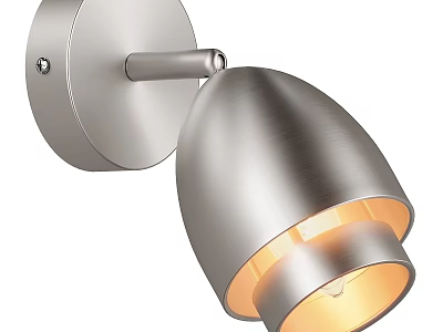 Modern Brushed Silver Egg Shaped Wall Sconce With Round Base And Warm Light 3d model