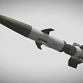 Green And White Missile With PUSH Lettering And Rear Fins Structure Design