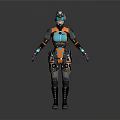 Futuristic Armored Character With Mechanical Helmet And Full Body Tech Armor