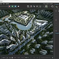 Aerial Planning Of Modern Urban District With Buildings And Water Bodies