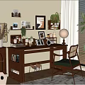 Retro medieval desk and chair 3d model