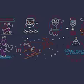 Festive Christmas Neon Decorative Lights Featuring Santa Claus Sleigh Reindeer And Tree