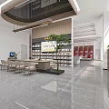 Contemporary Spacious Bank Lobby Interior Design With Comfortable Seating Area And Customer Service Counter