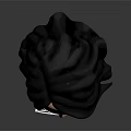 3D Model of a Woman with Black Curly Hair White Glasses Green Eyes Red Lips