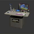 Modern Office Workstation Desk With Monitor Keyboard And Storage Cabinet Sleek Design For Productive Space