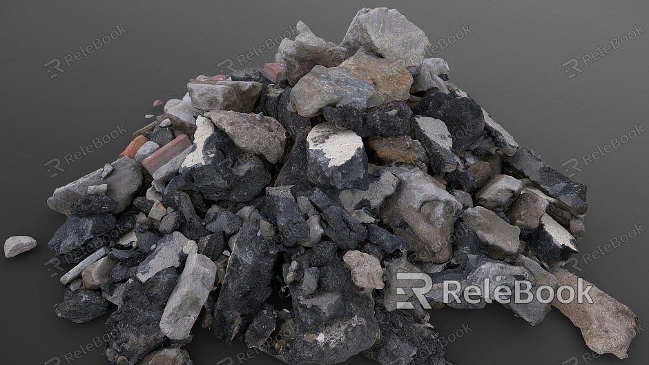 rubble pile stone stone brick building material brick model