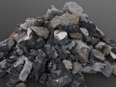Natural Stone and Wood Pile Stacked for Construction and Landscaping Projects 3d model