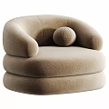 Cozy White Plush Lounge Chair with Rounded Arms and Round Cushion