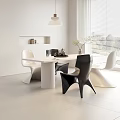 Modern Dining Table Set With White Black Chairs And Pendant Light In Bright Room