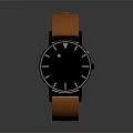 Modern Stylish Watch With Orange Leather Strap And Black Dial Design 3d model