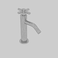 Modern Polished Metal Faucet With Dual Handles And Curved Spout Design