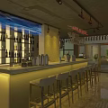 Modern Bar Interior Design With Wine Bottles Display And Round Tables Chairs