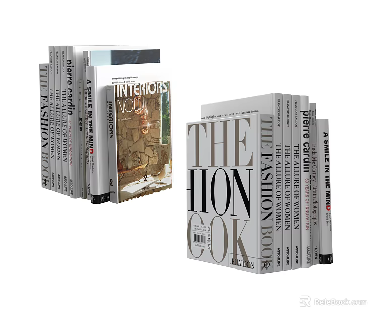 Books and Magazines Collection Featuring Interior Design Cooking and Fashion Themes 3d model 