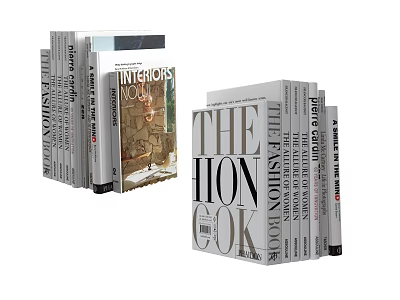 Books and Magazines Collection Featuring Interior Design Cooking and Fashion Themes 3d model