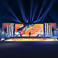 University Campus Singer Competition Performance Stage With Lighting Performer And Backdrop