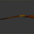 Vintage Rifle With Wooden Stock And Metal Barrel On Gray Background With Reflection