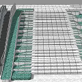 Modern Stairs Design With Escalator Green Tiered Steps And Tiled Floor