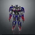 Sci Fi Robot Character With Shiny Silver Blue Red Armor And Mechanical Design