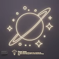 Decorative Neon Lamp With Planetary Ring And Star Patterns For Room Decoration 3d model