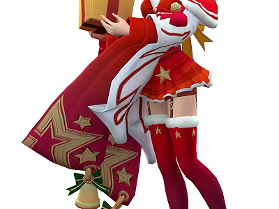 Game Movie Character Clown In Red White Outfit Holding Gift With Star Cloak And Stockings 3d model