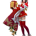Game Movie Character Clown In Red White Outfit Holding Gift With Star Cloak And Stockings