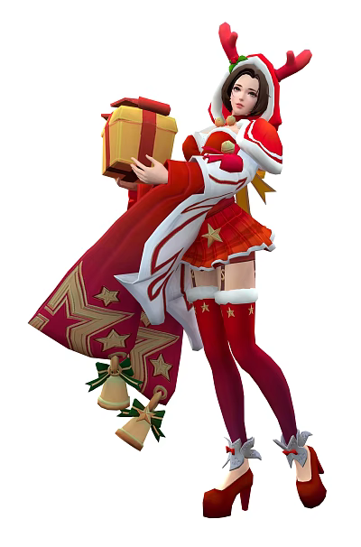 Game Movie Character Clown In Red White Outfit Holding Gift With Star Cloak And Stockings 3d model