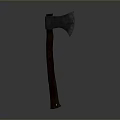 Blue Axe Weapon With Gray Handle Sharp Blade On Dark Background