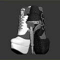 Fashionable White and Black High Heels with Metal Rings and Mechanical Heels Unique Design